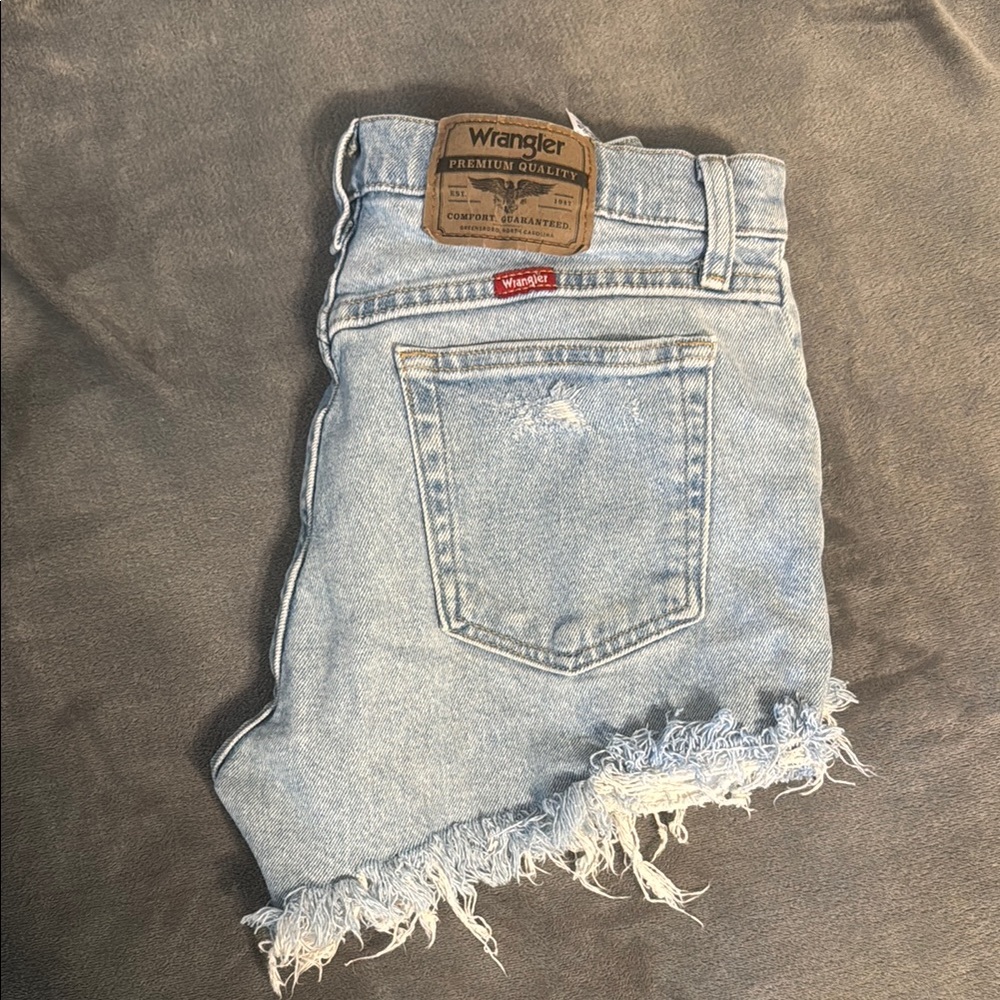 Wrangler Women's Frayed Light Blue Jean Shorts
